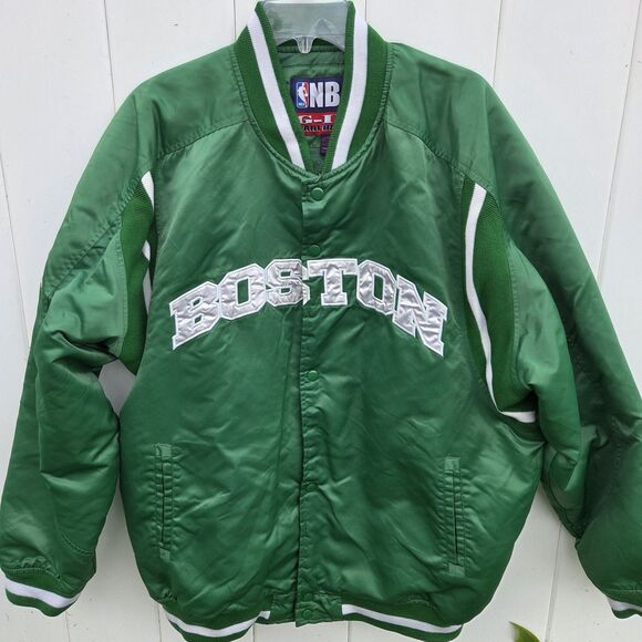 Vintage Boston Celtics Retro NBA GIII Carl Banks Satin Varsity Jacket Size L - Picture 1 of 12